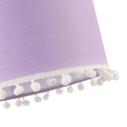 "Rackhams Cute and Modern Lilac Cotton 10"" Lamp Shade with White Woolly Pom Poms" - thumbnail 3