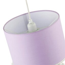 "Rackhams Cute and Modern Lilac Cotton 10"" Lamp Shade with White Woolly Pom Poms" - thumbnail 4