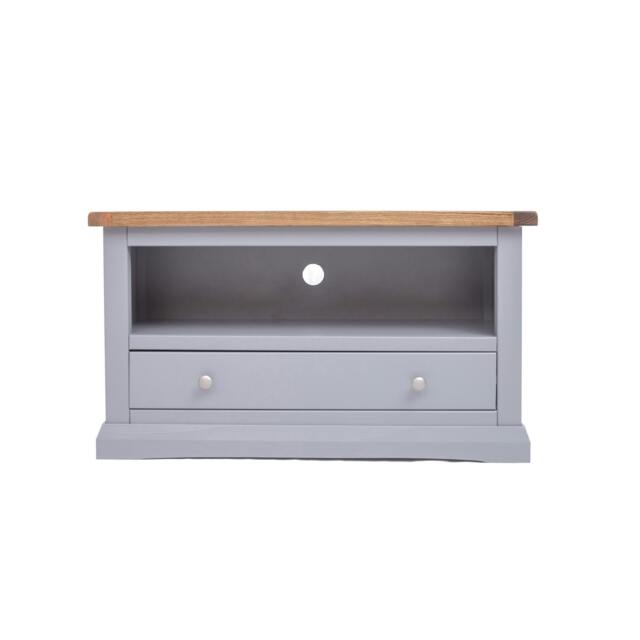 Rackhams Rocca Grey 1 Drawer TV Cabinet Chrome Knob - Grey - image 1