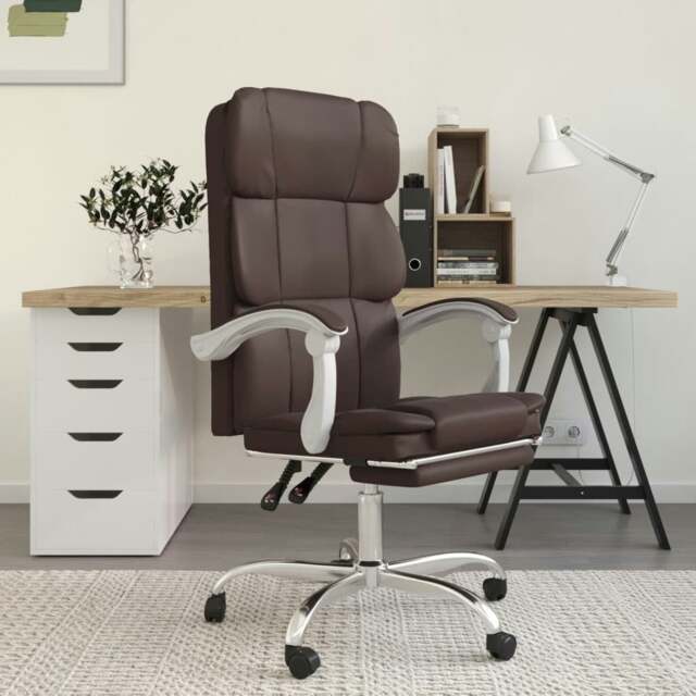 Rackhams Reclining Office Chair Brown Faux Leather