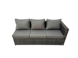Rackhams Outdoor Corner Sofa Dining Table Set Garden Rattan Furniture Set 7 Seater with Side Table Big Stool Dark Grey - thumbnail 3