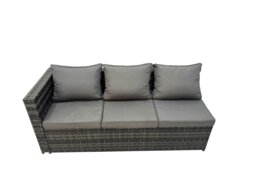 Rackhams Outdoor Corner Sofa Dining Table Set Garden Rattan Furniture Set 7 Seater with Side Table Big Stool Dark Grey - thumbnail 2