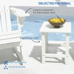 Rackhams Square Coffee Table, HDPE Side Table for Porch, Garden, White - thumbnail 4