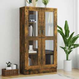 Rackhams Vitrine Cabinet Smoked Oak 82.5x30.5x150 cm Engineered Wood - Brown - Engineered wood, glass