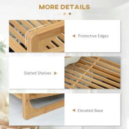 Rackhams 3-Tier Shoe Rack, Bamboo Shoe Storage Organizer with Slatted Shelves, Free Standing Shoe Shelf Stand for 9 Pairs of Shoes, Natural - thumbnail 6