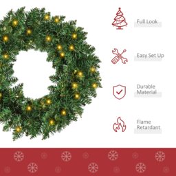 Rackhams Christmas Wreath 50 Warm White LED Lights Ideal Artificial Decor - thumbnail 4
