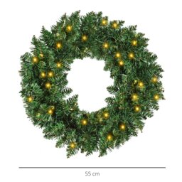 Rackhams Christmas Wreath 50 Warm White LED Lights Ideal Artificial Decor - thumbnail 6