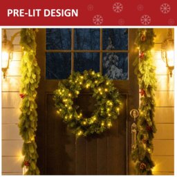 Rackhams Christmas Wreath 50 Warm White LED Lights Ideal Artificial Decor - thumbnail 5
