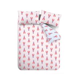 Rackhams Lobster Stripe Reversible Duvet Cover Set Pink / Blue - Double - Pink / Blue - thumbnail 5