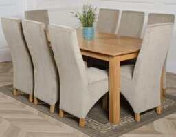 Rackhams Oslo 180 x 90cm Large Oak Dining Set with Lola Fabric Chairs - 8 chairs - Grey - thumbnail 1