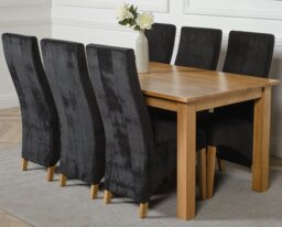 Rackhams Oslo 180 x 90cm Large Oak Dining Set with Lola Fabric Chairs - 8 chairs - Grey - thumbnail 2