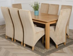 Rackhams Oslo 180 x 90cm Large Oak Dining Set with Lola Fabric Chairs - 8 chairs - Grey - thumbnail 5