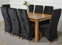 Rackhams Oslo 180 x 90cm Large Oak Dining Set with Lola Fabric Chairs - 8 chairs - Grey - thumbnail 3