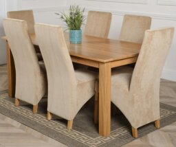 Rackhams Oslo 180 x 90cm Large Oak Dining Set with Lola Fabric Chairs - 8 chairs - Grey - thumbnail 4
