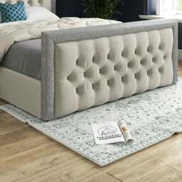Rackhams Venice Glitter Border Upholstered Soft Velvet Bed Frame - Cream - Grey - Single - thumbnail 4