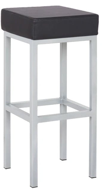 Rackhams Cube Single Kitchen Bar Stool, Fixed Satin Varnish Legs And Footrest, Extra Padded Seat, Breakfast Bar & Home Barstool, Black - image 1