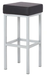 Rackhams Cube Single Kitchen Bar Stool, Fixed Satin Varnish Legs And Footrest, Extra Padded Seat, Breakfast Bar & Home Barstool, Black - thumbnail 2