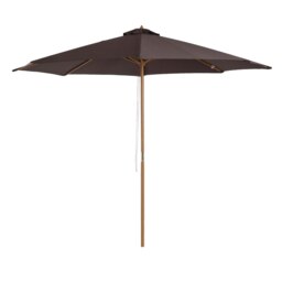 Rackhams 3m Wooden Garden Parasol Sun Shade Outdoor Umbrella Canopy - Coffee - Brown - 300cm x 300cm x 250cm - thumbnail 2