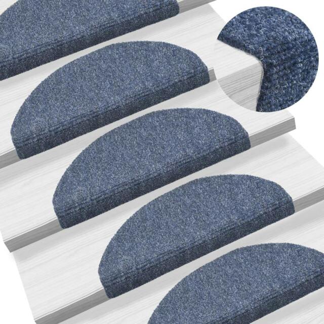 Rackhams 15 pcs Self-adhesive Stair Mats Needle Punch 65x21x4 cm Blue