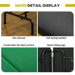 Rackhams 8 Player Folding Poker Table, Oval Portable Blackjack Casino Table with Cup Holder, Felt Top and Metal Base, 183 x 82 x 75cm, Green and Black - thumbnail 6