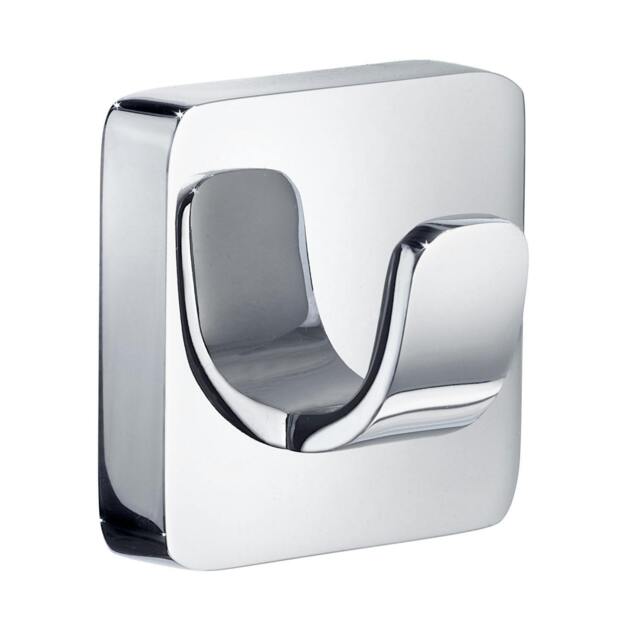 Rackhams Single Polished Chrome Towel Hook (45mm) Wall Mounted Bathroom Storage Square Robe Hooks Clothes Hanger Coat Peg