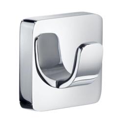 Rackhams Single Polished Chrome Towel Hook (45mm) Wall Mounted Bathroom Storage Square Robe Hooks Clothes Hanger Coat Peg