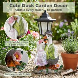 Rackhams Garden Ornaments Outdoor Solar Duck Sculpture with LED Light for Patio - thumbnail 4