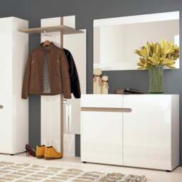 Rackhams Chelsea 1 Drawer 2 Door Sideboard 109.5cm wide in White with Oak Trim - White & Oak - 109.5 - 1 - thumbnail 3