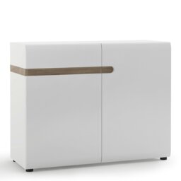 Rackhams Chelsea 1 Drawer 2 Door Sideboard 109.5cm wide in White with Oak Trim - White & Oak - 109.5 - 1