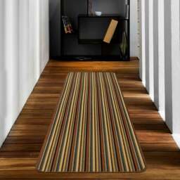 Rackhams Washable All-Purpose Stripe Brown Mats - 50X80 cm - thumbnail 5