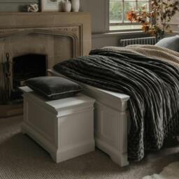 Rackhams Gainsborough Blanket Box Bedroom Wooden Storage Otoman - Vintage Cream, Cream - thumbnail 6