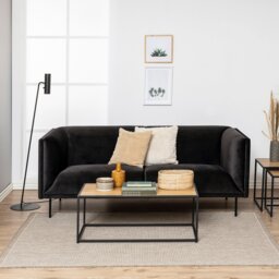 Rackhams Seaford Black Metal Coffee Table with Oak Top - 1 - Black and Natural - Brown - thumbnail 4