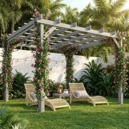 Rackhams Wooden Pergola Kit, Garden Gazebo Shelter - 3 x 3 m - thumbnail 1