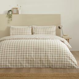 Rackhams Bamford Gingham Check Reversible Duvet Cover Set Natural - King - Natural - thumbnail 2