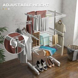 Rackhams 3-Tier Large Clothes Airer Stainless Steel Clothes Drying Rack - Grey - 142L x 55W x 152Hcm - thumbnail 5