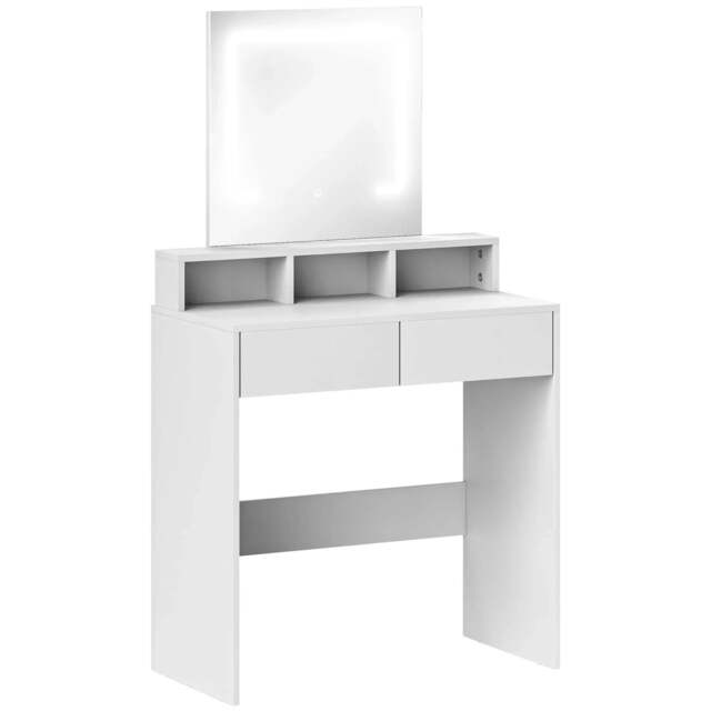 Rackhams Storage Dressing Table, with LED Light Mirror - White