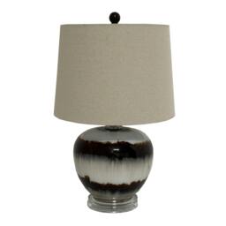 Rackhams Sepia Shadows Squat Linen Table Lamp - Brown - One Size - Brown - 100% Mixed