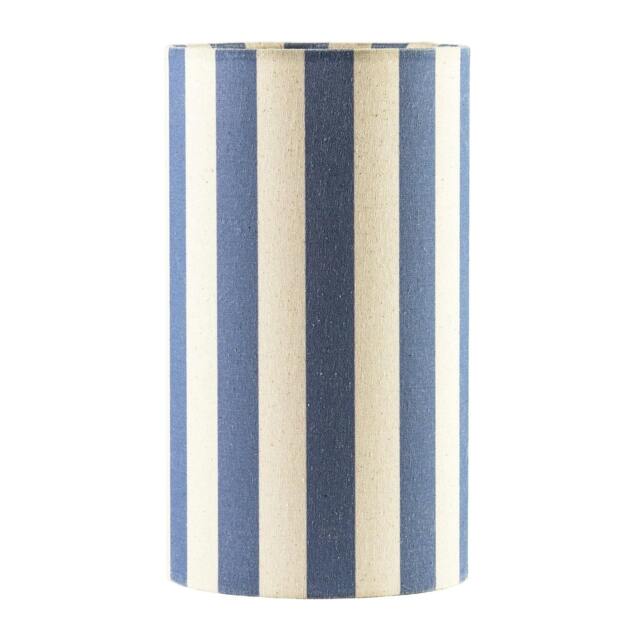 Rackhams Amparo Blue and Oatmeal Striped Linen Table Lamp with Fabric Base - image 1