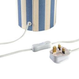 Rackhams Amparo Blue and Oatmeal Striped Linen Table Lamp with Fabric Base - thumbnail 4