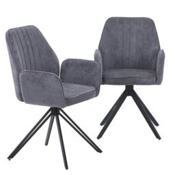Rackhams Pair of Aspen Grey Swivel Dining Armchairs with Premium Upholstery - Grey - thumbnail 1