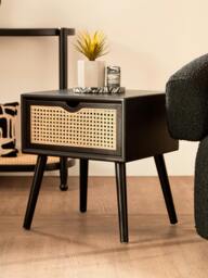 Rackhams Cebu Black Side Table with Rattan Drawer - thumbnail 5