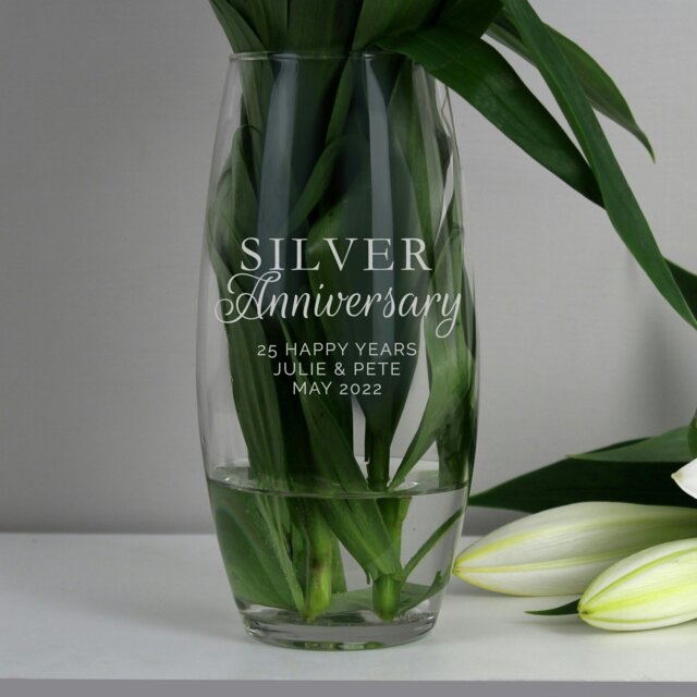 Rackhams Personalised 'Silver Anniversary' Bullet Vase - image 1