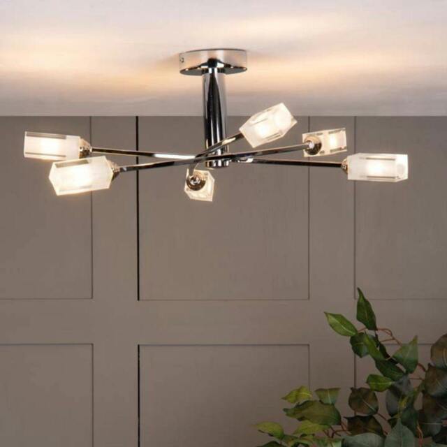 Rackhams Icarus 6 Light Semi Flush Ceiling Light Polished Chrome - image 1