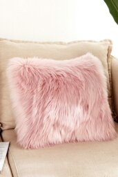 Rackhams Fluffy Faux Wool Pink Cushion Cover - Pink