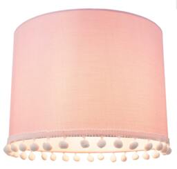 "Rackhams Cute and Modern Pink Cotton 10"" Lamp Shade with Small White Woolly Pom Poms" - thumbnail 3