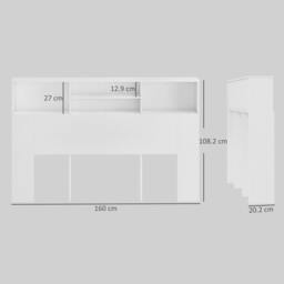 Rackhams King Size Headboard with Storage and 4 Open Compartments, White - thumbnail 3