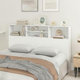 Rackhams King Size Headboard with Storage and 4 Open Compartments, White - thumbnail 1