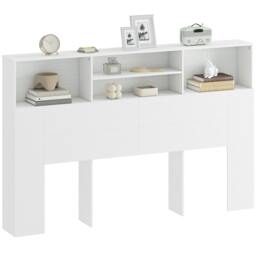 Rackhams King Size Headboard with Storage and 4 Open Compartments, White - thumbnail 2