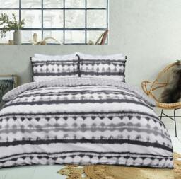 Rackhams Reversible Polycotton Tiedye Tassel Trim Duvet Cover and Pillowcase Set - Mono - King (220cm x 235cm)