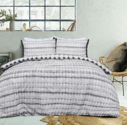 Rackhams Reversible Polycotton Tiedye Tassel Trim Duvet Cover and Pillowcase Set - Mono - King (220cm x 235cm) - thumbnail 2